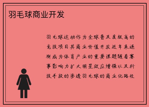 羽毛球商业开发