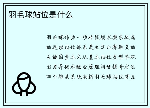 羽毛球站位是什么